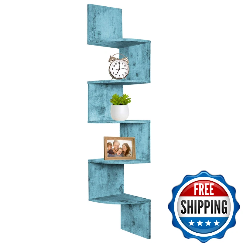 Greenco 5-Tier Corner Shelves Floating Corner Shelf Wall Organizer Storage