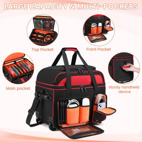 BOSSTIN Borsa per Cavi per DJ Rolling con Ruote, Custodia per DJ Gig Bag per Attrezzature con... - Foto 4 di 6