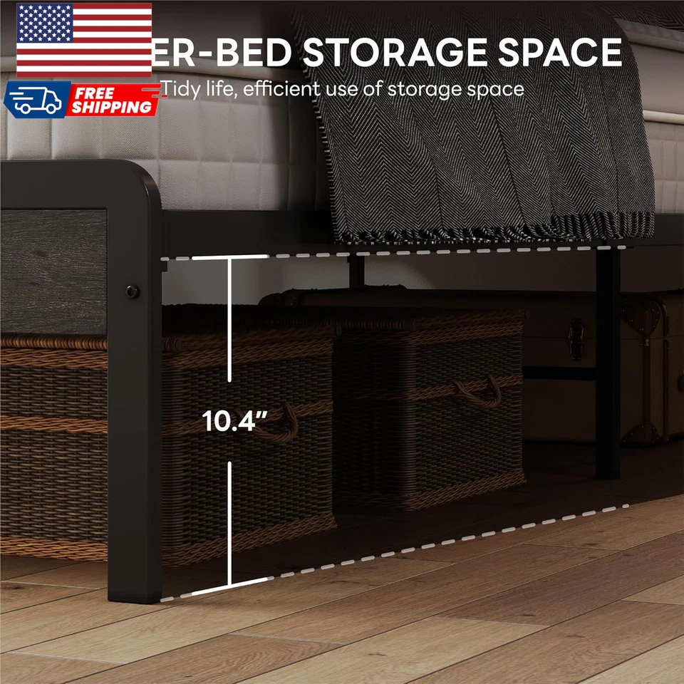 Marco de cama California King con cabecero madera oscura Camas California King con Foto 4 de 4