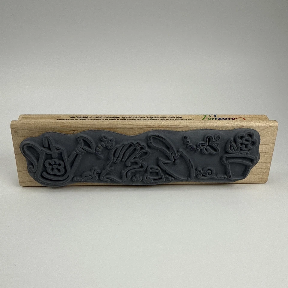 "Sello de goma de madera Beaucoupe Des Fleur de colección 1,5""x6"" EE. UU. 1999" Foto 2 de 4