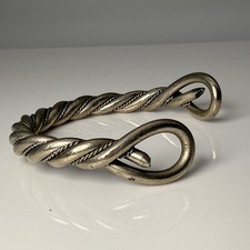 Vintage Bracelet Twisted Cuff Silver Tone Rope Design Open Bangle Unisex 1980'