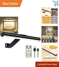 Rechargeable Picture Light Aluminum 13in Dimmable Brightness Timer Remote