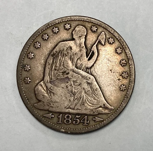 1854 Seated Liberty Half Dollar ~ Old United States Silver Coin