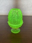 VTG UV REACTIVE Fenton Topaz Opalescent LILY OF THE VALLEY Footed Fairy Lamp 7"H