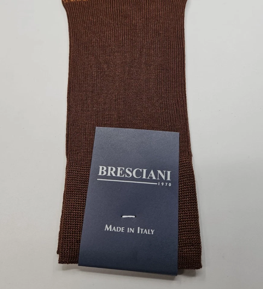 BRESCIANI Men Italian Socks 100% Cotton Size L - Burnt Orange  - New With Tags - Image 4 of 4
