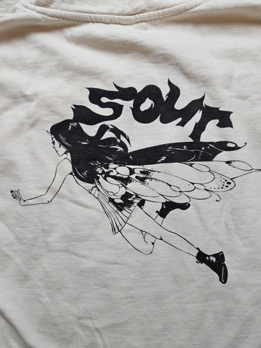 OFF WHITE Felpa con cappuccio Olivia Rodrigo taglia XL Sour Tour Distressed Pullover