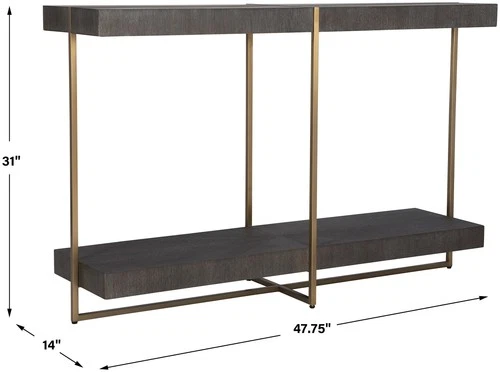 Uttermost 22972 Taja 48"W MDF and Stainless Steel Table - Brushed Brass / Light - Picture 5 of 5