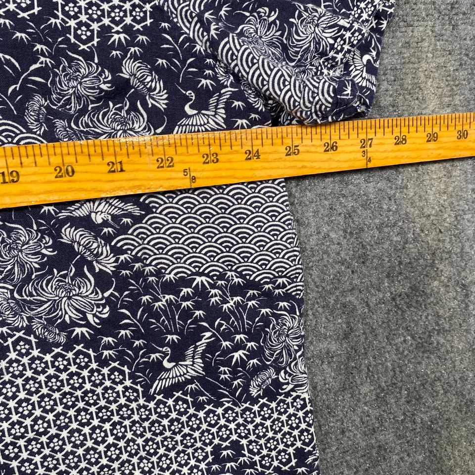 Baird McNutt Linen Shirt Mens XL Navy Mandarin Collar Short Sleeve Button Up - Image 3 of 4