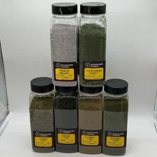 HUGE LOT of 6 Lrg Woodland Scenics Train Scenery Flock Turf Ballast HO 75%+ Full