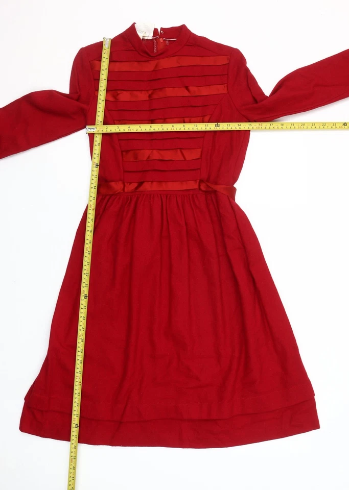 Saints Women's Red Wool Fit & Flare Knee Length Dress Size 10 Petite - Image 2 of 4