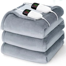 Heated Electric Blanket Queen Size 10 Levels Dual Control