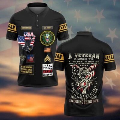Personalized Veteran Proudly Served Polo Shirt Men's