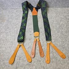 Vintage Polo Ralph Lauren Y-Back Leather  Brass Suspenders Braces USA Made
