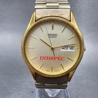 Seiko Watch Men 34mm Champagne Dial Gold Tone Daydate Round New Battery B456