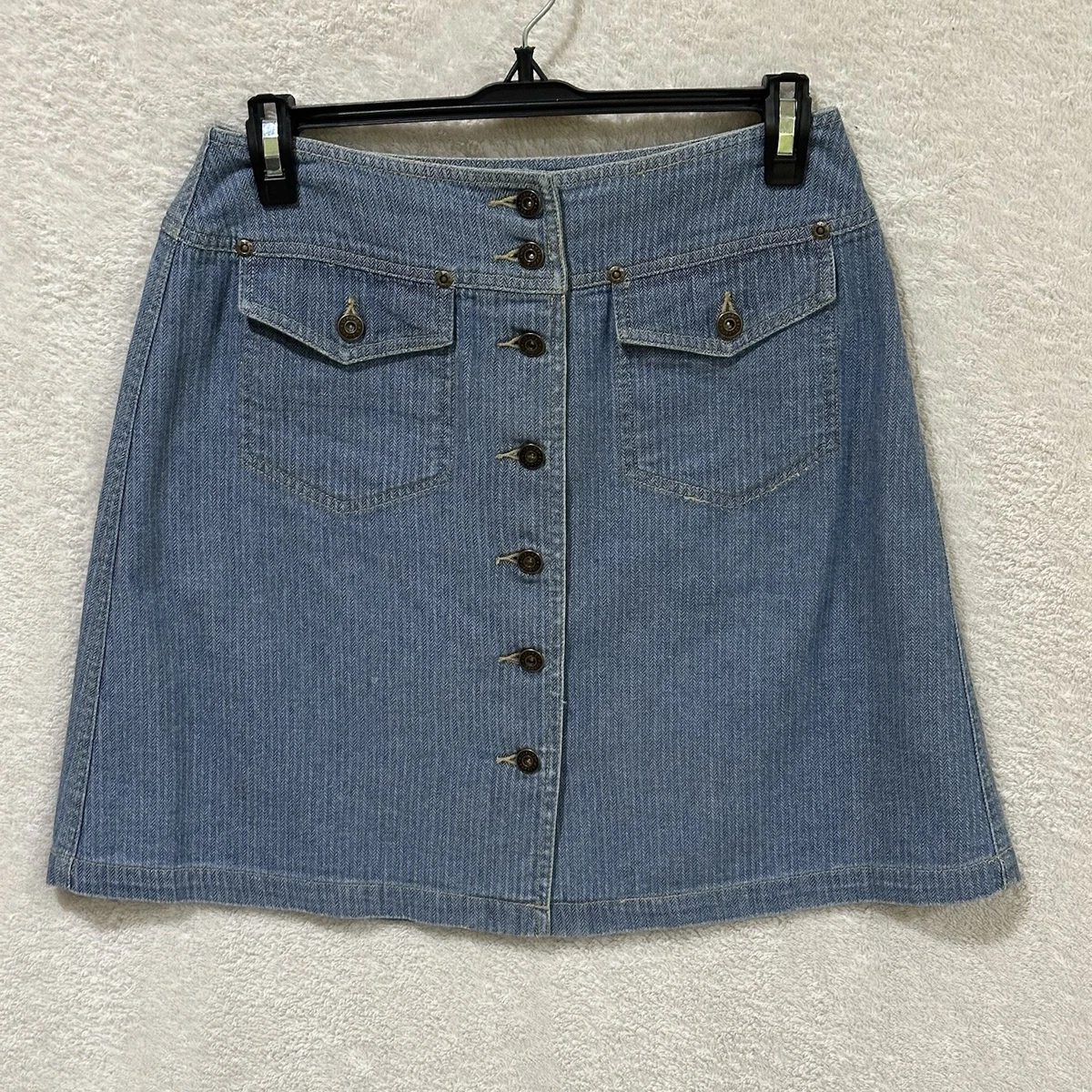 Short Jupe Bleu Femme Liz Wear - Taille 12 - Bouton Mouche - Occasion Parfait état - Casual