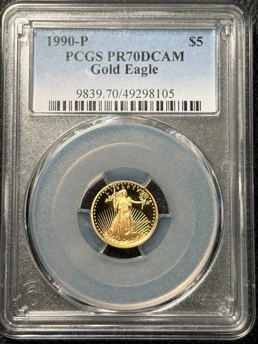 1990-P PCGS PR70DCAM $5 Gold Eagle - 1/10 oz