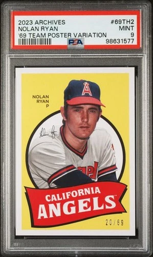 Nolan Ryan 2023 Topps Archives '69 Team Poster Image Variation Angels /69 PSA 9