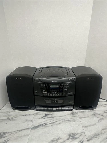 Sony Boombox Vintage Mega Bass CD Dual Cassette AMFM CFD-ZW160 Tested Works