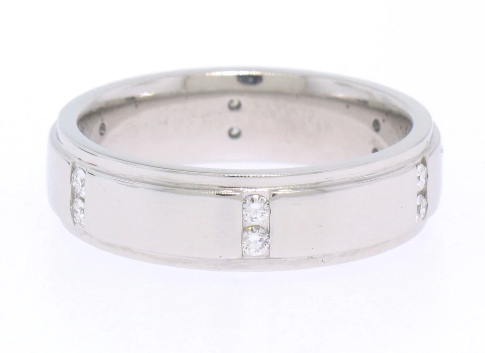 Scott Kay Men's Platinum .24ct Channel Diamond Solid Wide Wedding Band Ring Sz 9 - Image 2 of 4