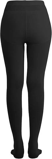 Medias negras/beige opacas de cintura alta, pantimedias lisas de 120 denier Foto 3 de 4