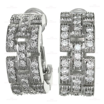 CARTIER Maillon Panthere Diamond 18k White Gold Wrap Earrings Box