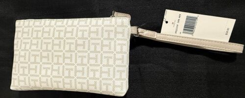 TOMMY HILFIGER Women's White & Beige Logo Zipper Wristlet Wallet Vegan Leather - Picture 7 of 10