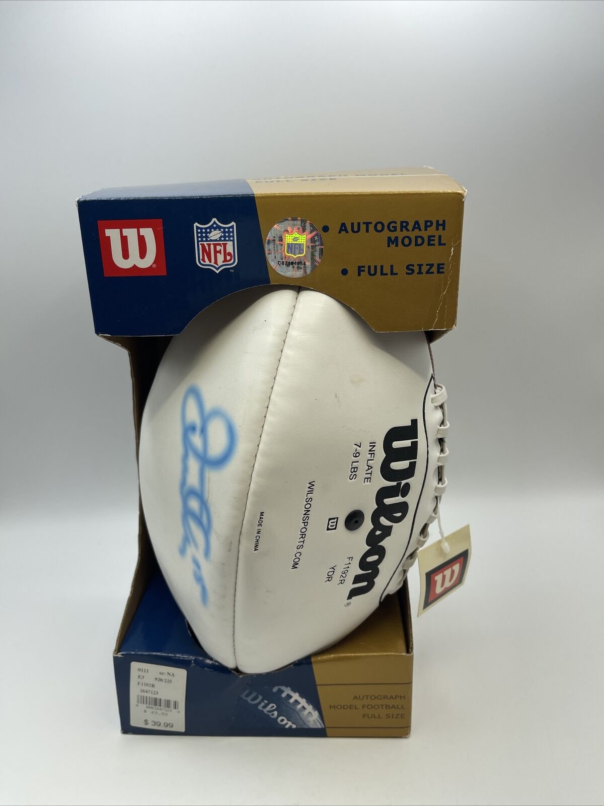 67% OFF of fixed price Wilson Autograph Model Football Full Size Panel 3 NFL NIB White Max 43% OFF