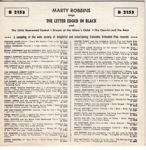 Marty Robbins - The Letter Edged In Black  7" 45 EP Foto 2 de 4