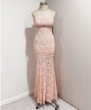 My Michelle Juniors Blush Pink Lace Sequin Mermaid Formal Prom Dress Size 1