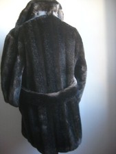 Vintage Faux Fur Pea Coat 12 14 Doublebreasted Belt Military Bear Teddy Astraka