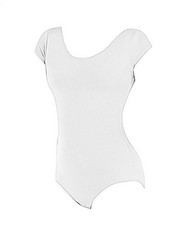 Body Wrappers BWC120 White Girl's 12-14 Fits 8-10 Short Sleeve Leotard