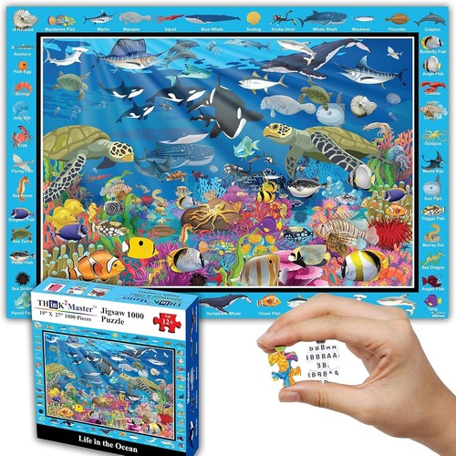 Interactive 1000 Piece Jigsaw Puzzle of Colorful Marine Life for Kids & Adults - Picture 3 of 9
