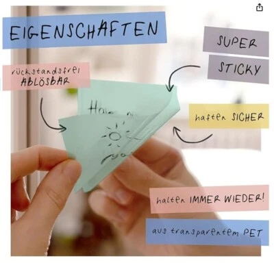 Transparente Haftnotizen 500 St. + 125 Pagemarker - selbstklebende Sticky Notes