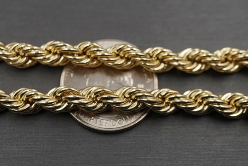 10K Yellow Gold Hollow Light Weight 2MM - 8 MM Rope Bracelet. - Picture 19 of 19