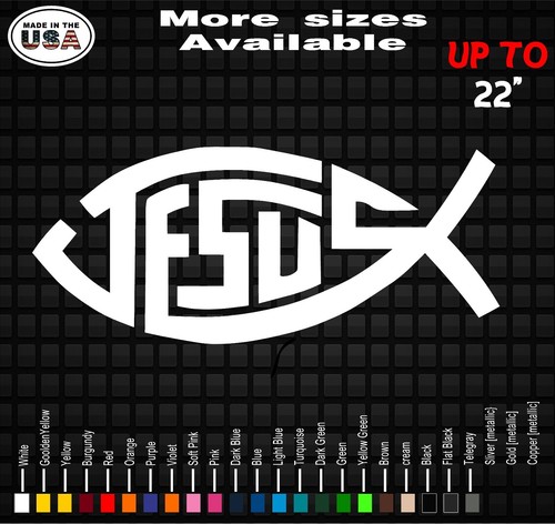 Jesus Christian Fish Vinyl Decal Sticker | Ichthys Decals | Car and ...