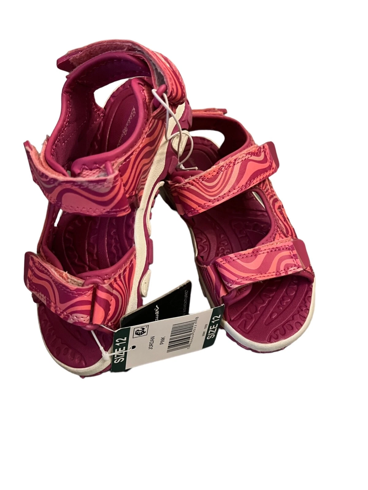 Sandali Eddie Bauer bambina grande taglia 12 cinturino regolabile Jordan rosa fiume onde