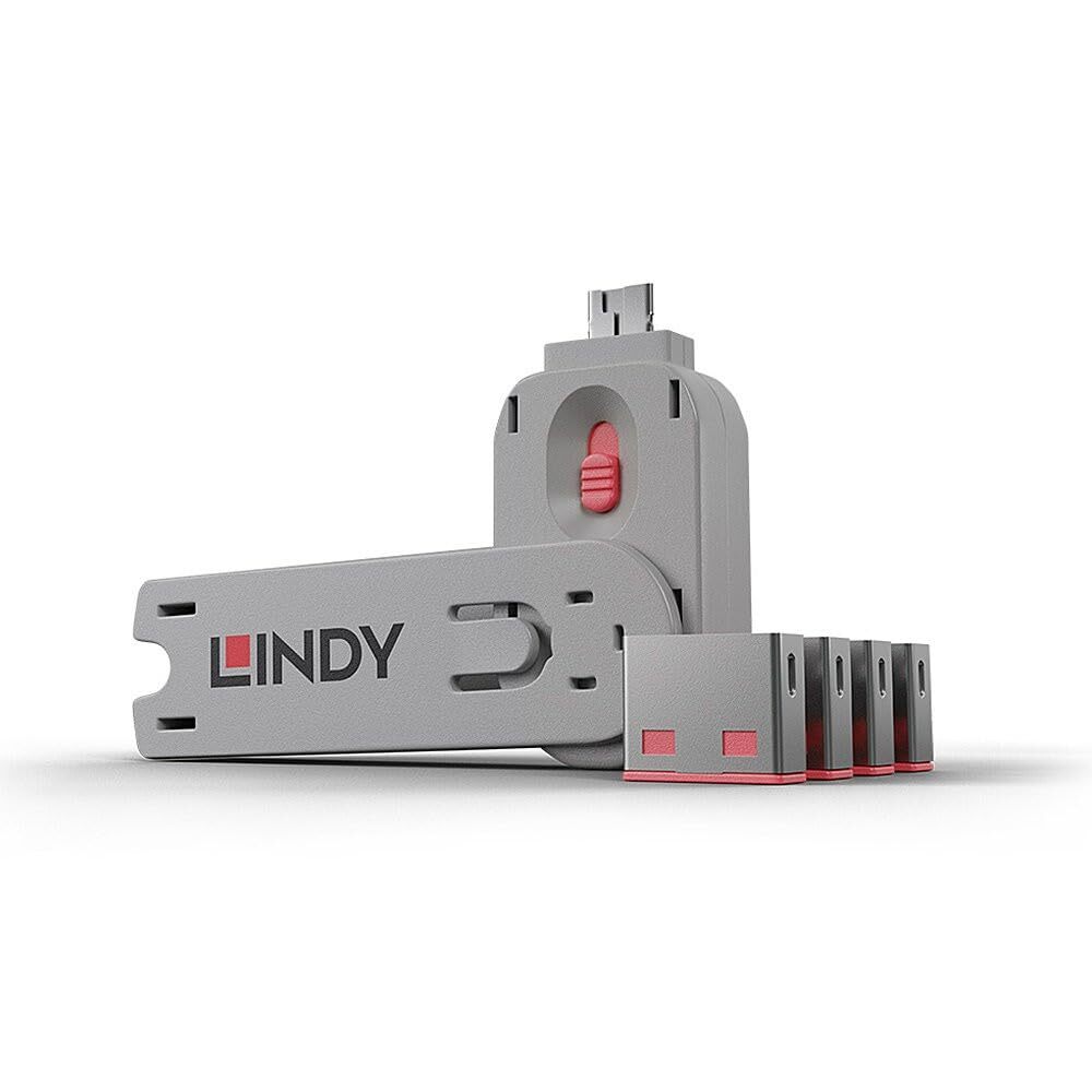 LINDY 40450 USB Port Blocker (without key), Pink