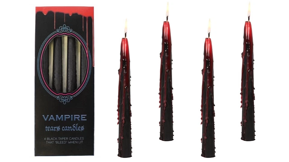 Black Vampire Tears Gothic Candle Bleed Red Taper Candles Halloween Blood New - image 4 of 4