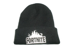 Fortnite Knit Beanie Hat Black with Embroidered Logo Acrylic Youth Size