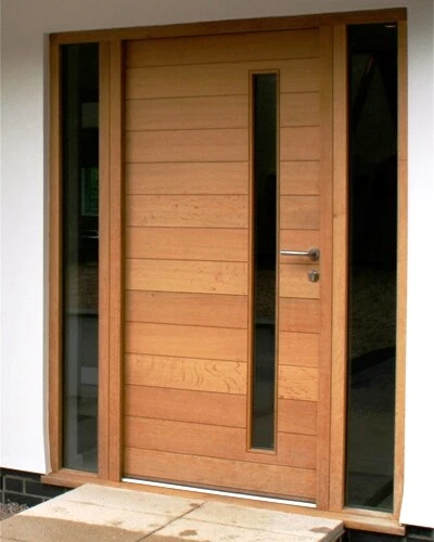 LuxDoors Nobu Design [36" x 96"] Puerta de entrada frontal moderna de madera de caoba Foto 4 de 4