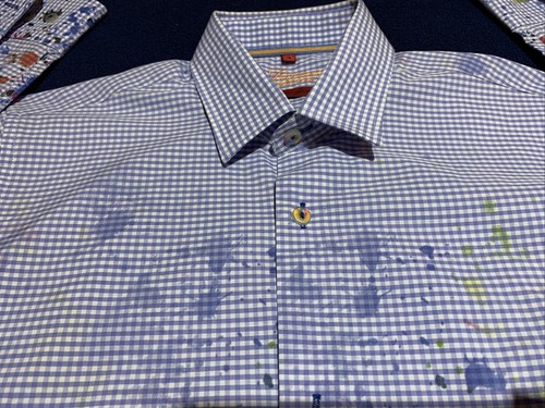 Luchiano Visconti shirt Boys Size 18 Button Front Abstract Italy - 第 5/9 張圖片
