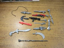 lot of mighty morphin power rangers and other weapons swords