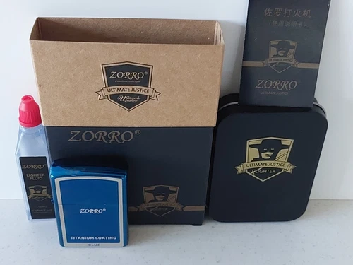 Zorro high quality oil lighter gift set with oil refill Titanium - Picture 1 of 5