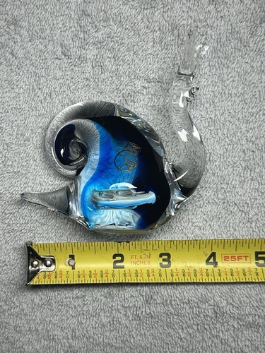 Vintage Ferro & Lazzarini Murano Glas Schnecke klar blau Kristall Italien schwer Vintage - Bild 18 von 19