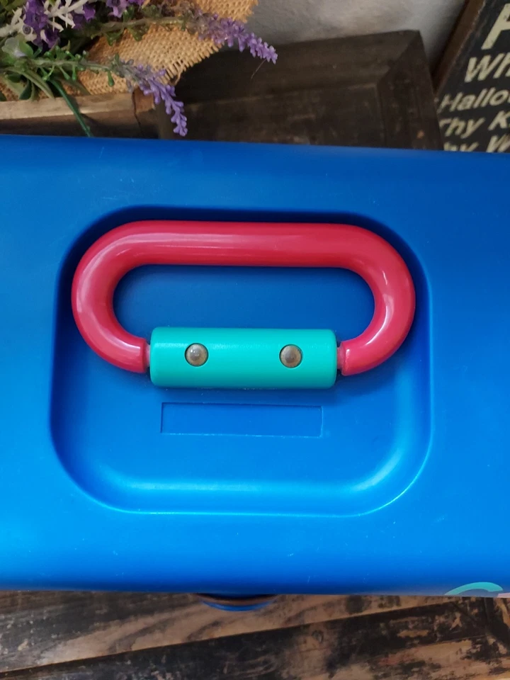 Estuche de Maquillaje de Almacenamiento Caboodle Plano # 2602 Vintage Años 80 90 Azul Teal Rosa Foto 2 de 4