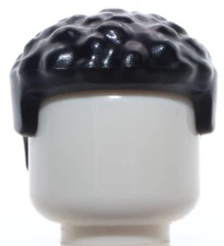 Lego Black Minifig Hair Male Coiled with Straight Sides
