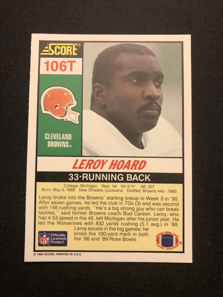 1990 Score Supplemental Football #106T Leroy Hoard RC - Image 2 of 2