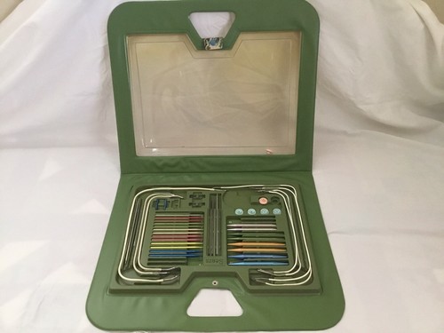 Vintage Knitting Needle Kit Portfolio Sears w/ 18" x 15" Carrying Case -1 +2 Ext - Picture 5 of 6