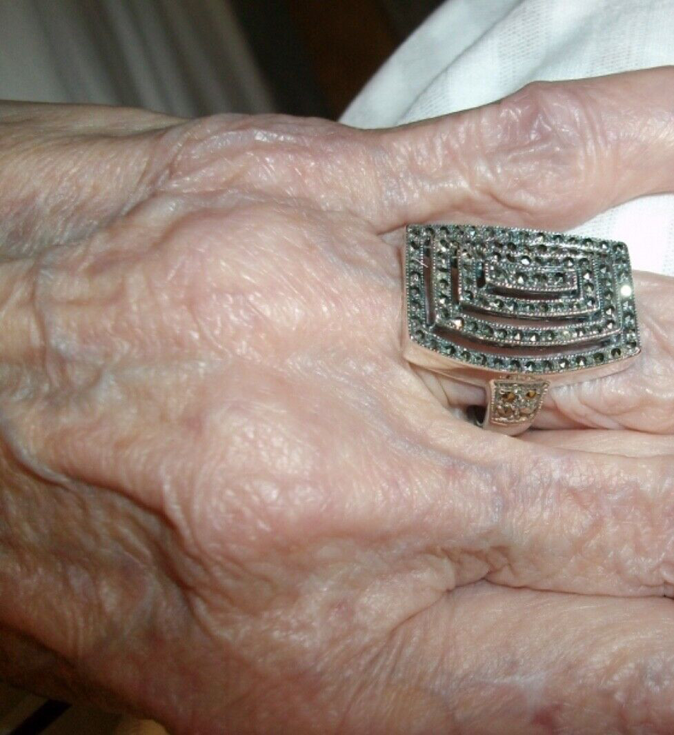 RECTANGULAR SHAPE DINNER RING MARQUISITE -98-STON… - image 3