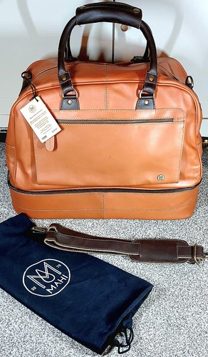 MAHI Handmade Premium Leather Tan Brown Large Holdall Shoulder Travel Bag BNWT - Afbeelding 1 van 10